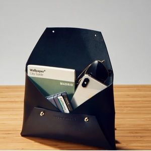 Tribe Alive Black Leather Envelope Clutch NWT Zoe